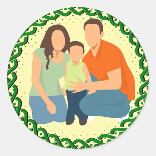 Keltische knoop Groen Lijst Ronde Sticker (Voorkant)