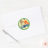 Keltische knoop Groen Lijst Ronde Sticker (Envelop)