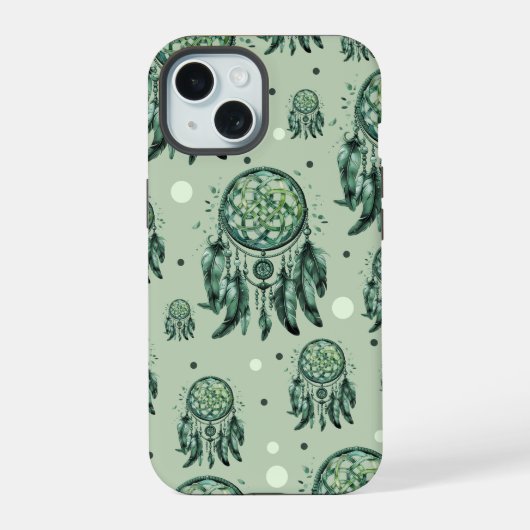 Keltische knoop groene dromenvanger iPhone 15 case (Achterkant)
