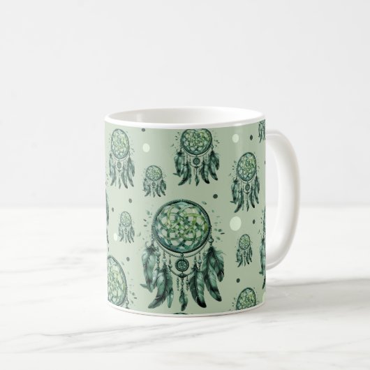 Keltische knoop groene dromenvanger koffiemok (Voorkant rechts)