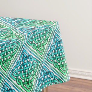 Keltische Knoop - het Blauwgroene Wit van de Tafelkleed