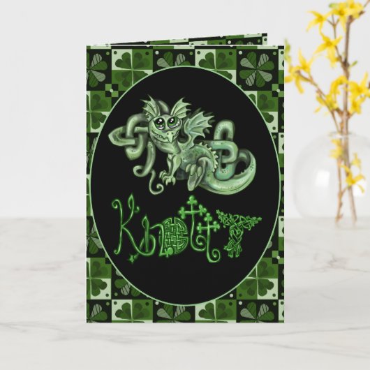 Keltische Knoop Ierse Draak Kaart (Gele Bloem)