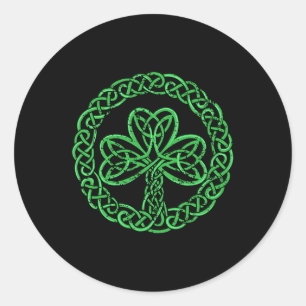 Keltische Knoop Ierse Klaver 3-blad Klaver St. Pat Ronde Sticker