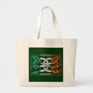 Keltische Knoop Ierse vlag Designer Bag Grote Tote Bag