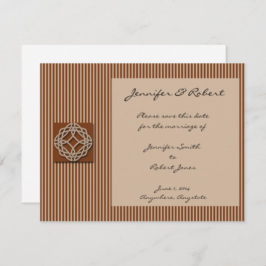 Keltische knoop in crème en roest Bewaar de datum Save The Date (Voorkant / Achterkant)