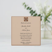 Keltische knoop in crème en roest bruiloft uitnodi kaart (Staand voorkant)