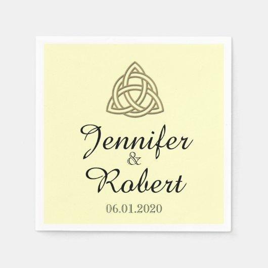 Keltische knoop in goud en ivoor bruiloft servet (Voorkant)