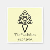 Keltische Knoop in Zwart en Ivoor Monogram Bruilof Servet (Voorkant)