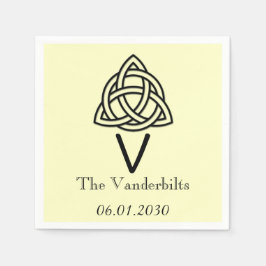 Keltische Knoop in Zwart en Ivoor Monogram Bruilof Servet