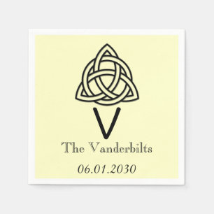 Keltische Knoop in Zwart en Ivoor Monogram Bruilof Servet