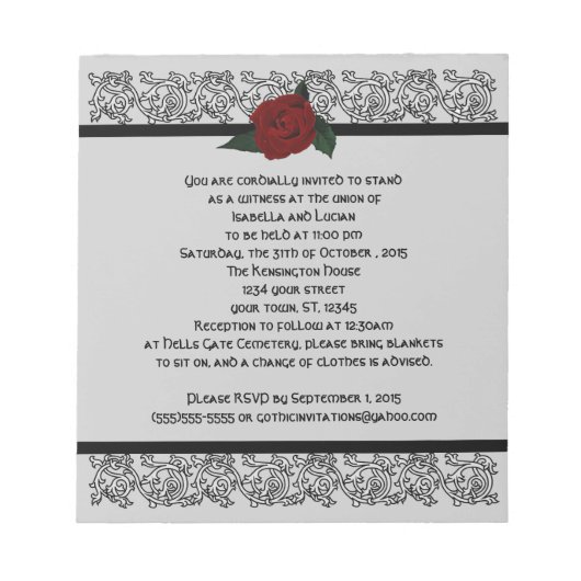 Keltische Knoop Infinity Roos Goth Huwelijksuitnod Notitieblok (Voorkant)