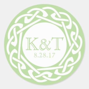 Keltische knoop Initialen - Jade Ronde Sticker