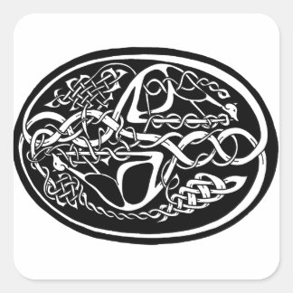 Keltische Knoop Kangoeroe Zwart-wit Vierkante Sticker
