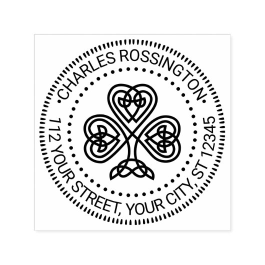 Keltische Knoop Klaver #3 Naam Retouradres Zelfinktende Stempel (Design)