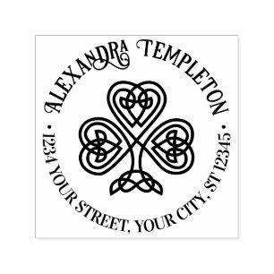 Keltische Knoop Klaver #3P Naam Retouradres Zelfinktende Stempel