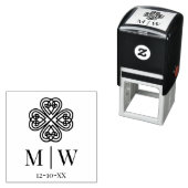 Keltische Knoop Klaver Trouwkoppel Initialen Datum Zelfinktende Stempel (In situ)
