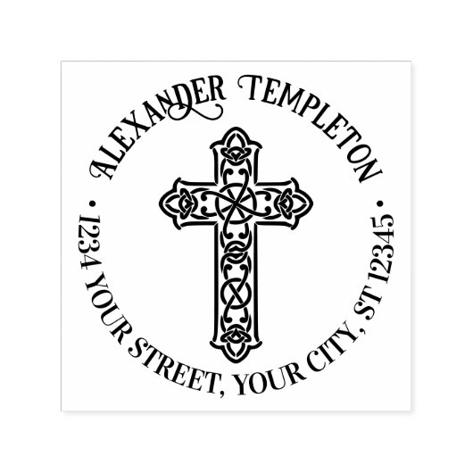 Keltische Knoop Kruisnaam Retouradres Ronde Zelfinktende Stempel (Design)
