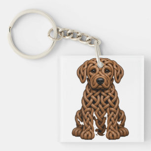 Keltische Knoop Labradoodle Hond Kunst Sleutelhanger