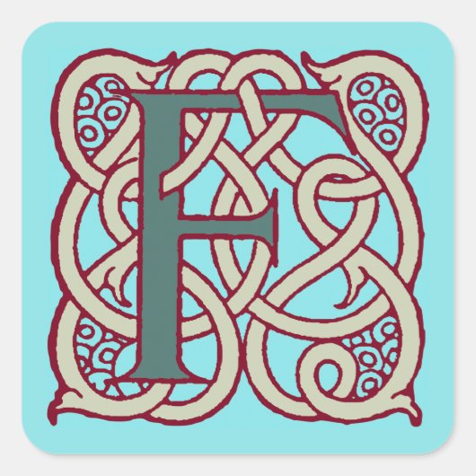 Keltische knoop letter initiaal monogram F Vierkante Sticker (Voorkant)