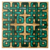 Keltische knoop - malachiet en goud tegeltje (Voorkant)