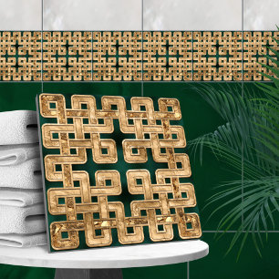 Keltische knoop - malachiet en goud tegeltje