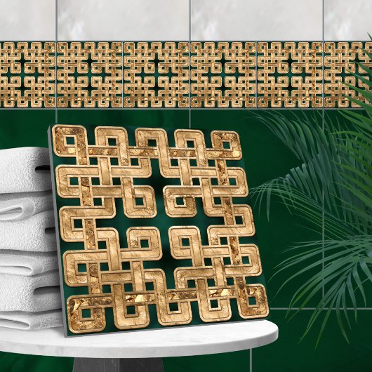 Keltische knoop - malachiet en goud tegeltje