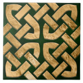 Keltische knoop - malachiet en goud tegeltje (Voorkant)