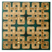 Keltische knoop - malachiet en goud tegeltje (Voorkant)