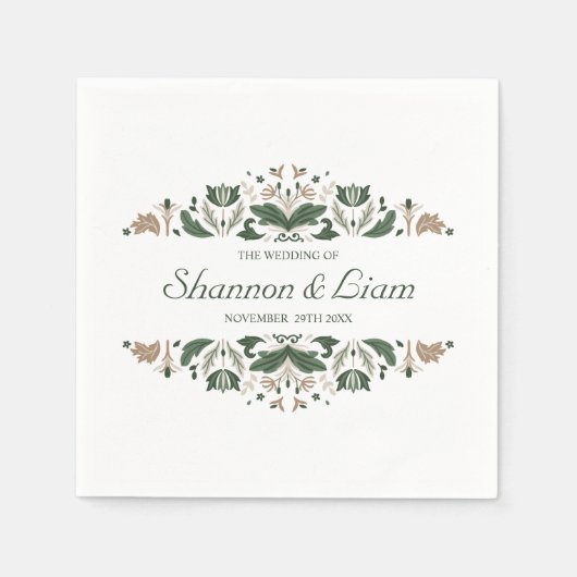 Keltische knoop | Modern Floral Irish Custom Weddi Servet (Voorkant)