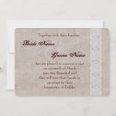 Keltische knoop op de traditionele rotsburlap save the date (Voorkant)