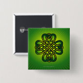 Keltische knoop op groene gloed vierkante button 5,1 cm (Voorkant /achterkant)