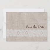 Keltische knoop op ruw jute Iers traditioneel Save The Date (Achterkant)