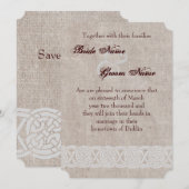 Keltische knoop op ruwe jute Ierse traditie Kaart (Voorkant / Achterkant)