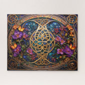 Keltische knoop Paarse gouden bloemen knoopwerk Legpuzzel (Horizontaal)