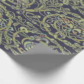 Keltische Knoop Pauw Vogels Patroon Frieze Cadeaupapier (Hoek)