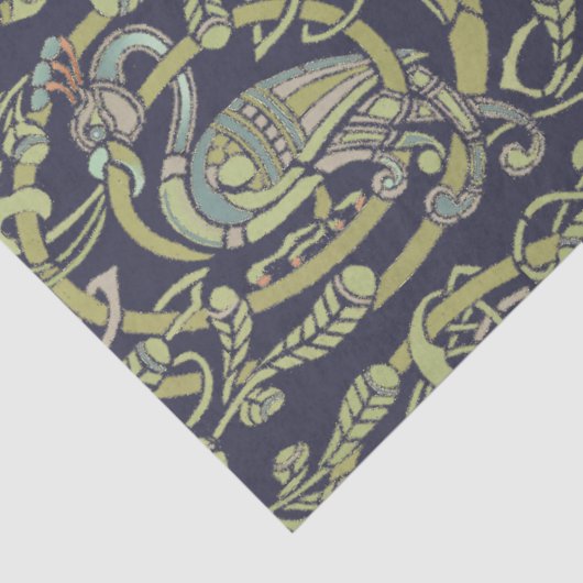  Keltische Knoop Pauw Vogels Patroon Frieze Tissuepapier (Detail)