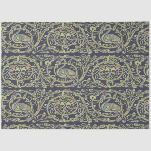  Keltische Knoop Pauw Vogels Patroon Frieze Tissuepapier (Voorkant)