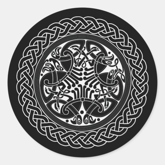 Keltische knoop ring met vogels ronde sticker (Voorkant)