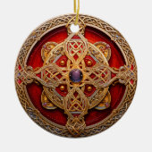 Keltische Knoop Rood Goud Knoopwerk Keramisch Ornament (Voorkant)
