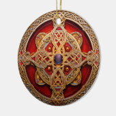 Keltische Knoop Rood Goud Knoopwerk Keramisch Ornament (Links)