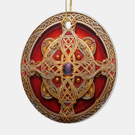 Keltische Knoop Rood Goud Knoopwerk Keramisch Ornament (Links)