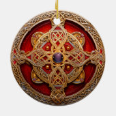 Keltische Knoop Rood Goud Knoopwerk Keramisch Ornament (Achterkant)
