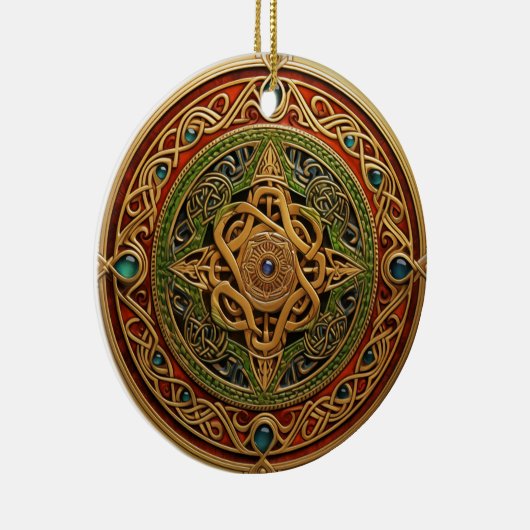 Keltische knoop Rood Groen Goud Knoopwerk Keramisch Ornament (Rechts)