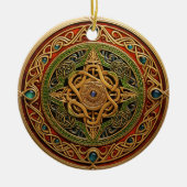 Keltische knoop Rood Groen Goud Knoopwerk Keramisch Ornament (Voorkant)