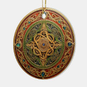Keltische knoop Rood Groen Goud Knoopwerk Keramisch Ornament (Links)