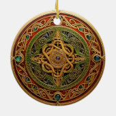Keltische knoop Rood Groen Goud Knoopwerk Keramisch Ornament (Achterkant)