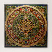 Keltische knoop Rood Groen Goud Knoopwerk Legpuzzel (Verticaal)