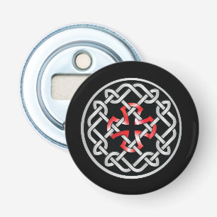 Keltische Knoop Rood Metaal Button Flesopener