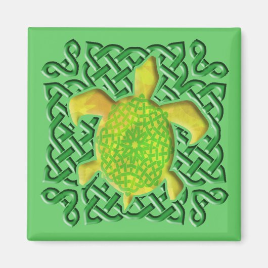 Keltische Knoop Schildpad (Groene) Magneten (Voorkant)