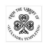 Keltische Knoop Shamrock Bibliotheek Boeknaam #3P Zelfinktende Stempel (Design)
